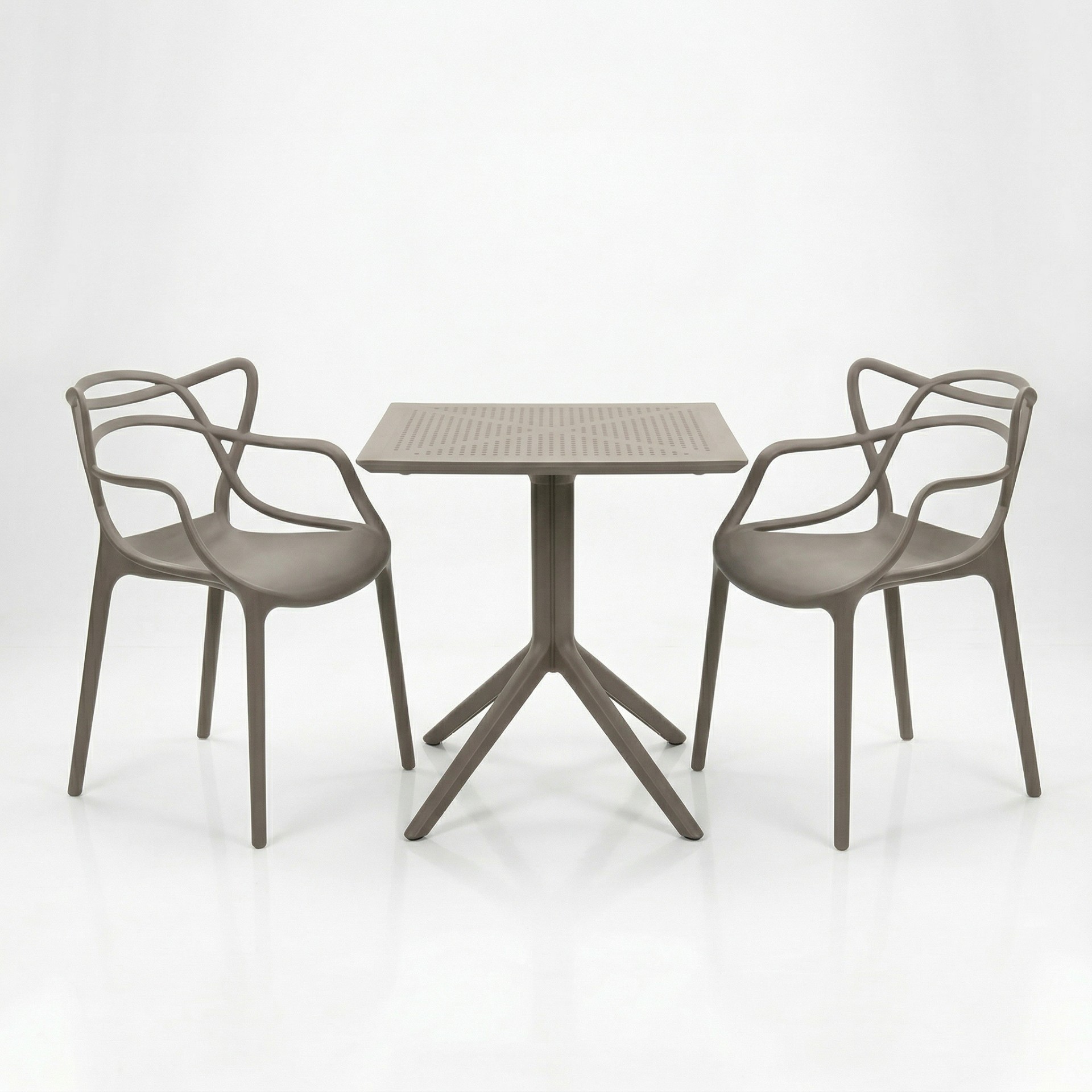 Santa 2 Kişilik Cafe Kollu Bistro Set 70x70 Sorty Bee Sabit Masa - Kapiçino