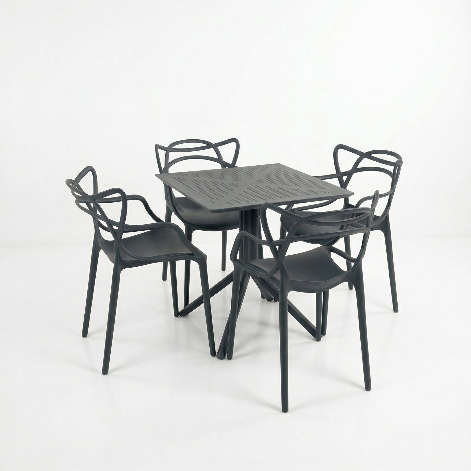 Santa 4 Kişilik Cafe Kollu Bistro Set 70x70 Sorty Bee Sabit Masa