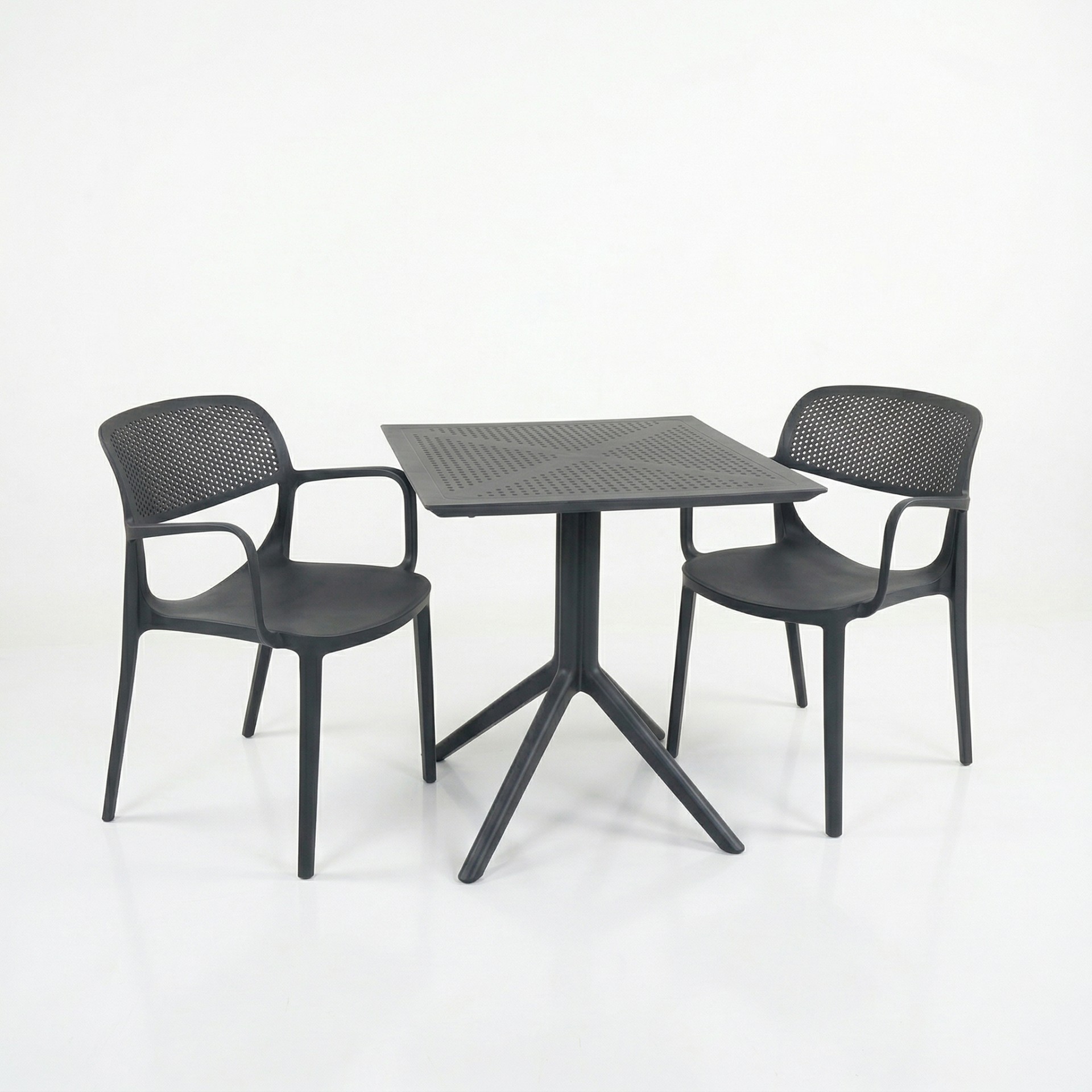 Barby 2 Kişilik Cafe Kollu Bistro Set 70x70 Sorty Bee Sabit Masa
