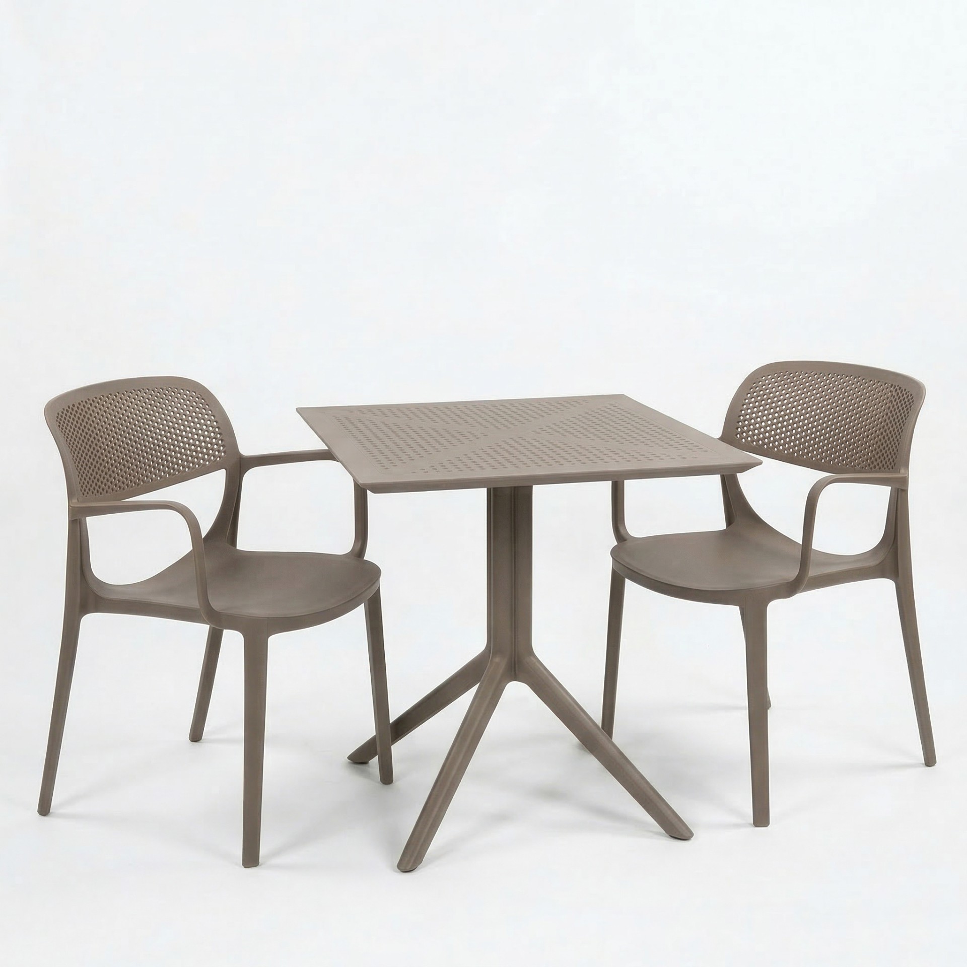 Barby 2 Kişilik Cafe Kollu Bistro Set 70x70 Sorty Bee Sabit Masa - Kapiçino
